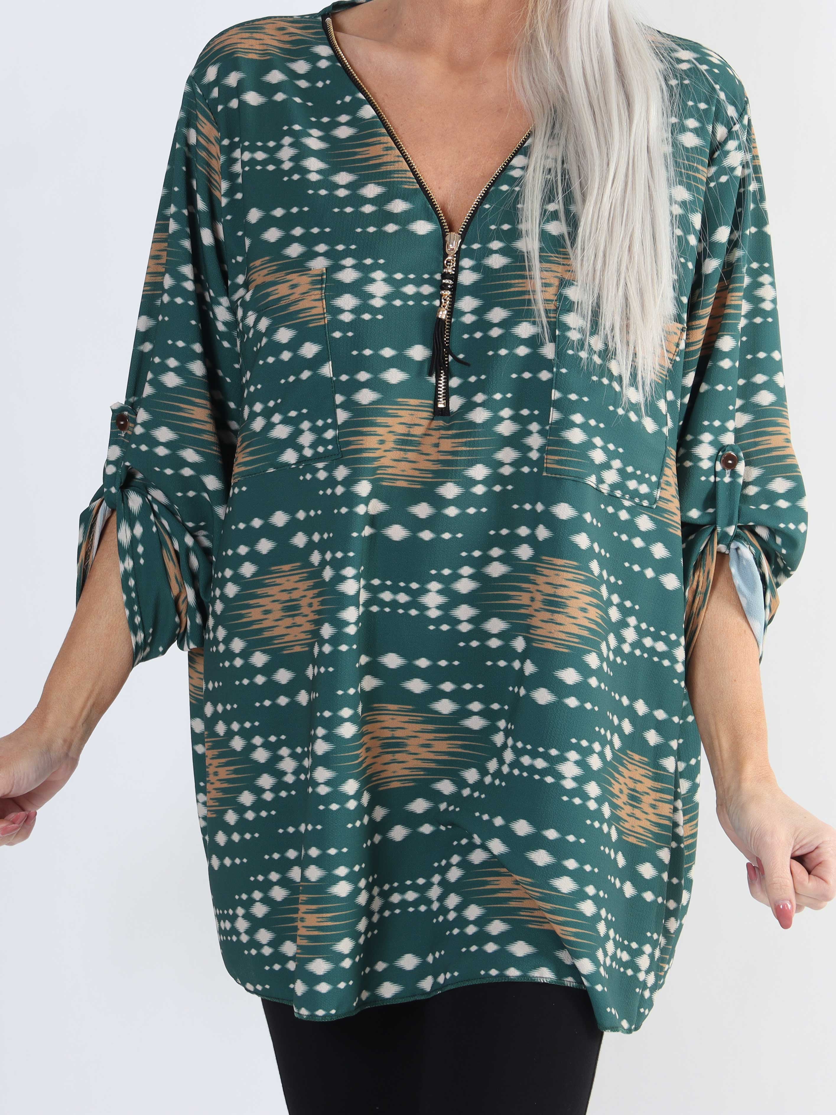 Claudia Pattern - Tunika med tryck och dragkedja i plus size
